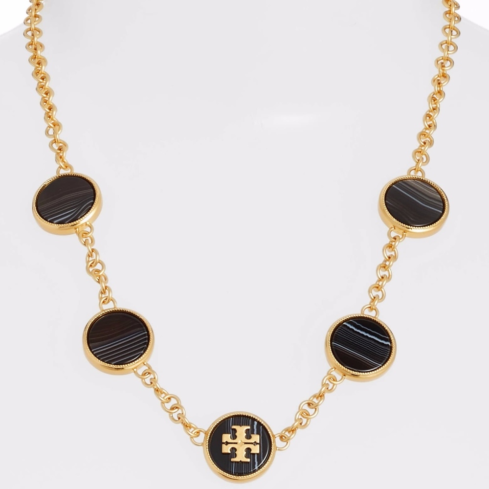 Tory Burch Agate Disc Necklace - Picture 1 of 7